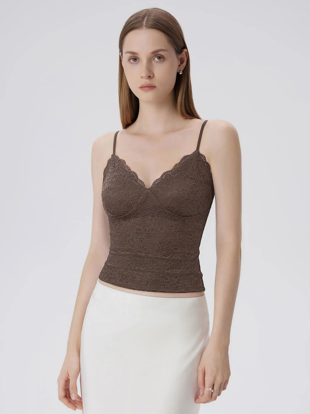 Lace Lined V Neck Y2k Tank Top
