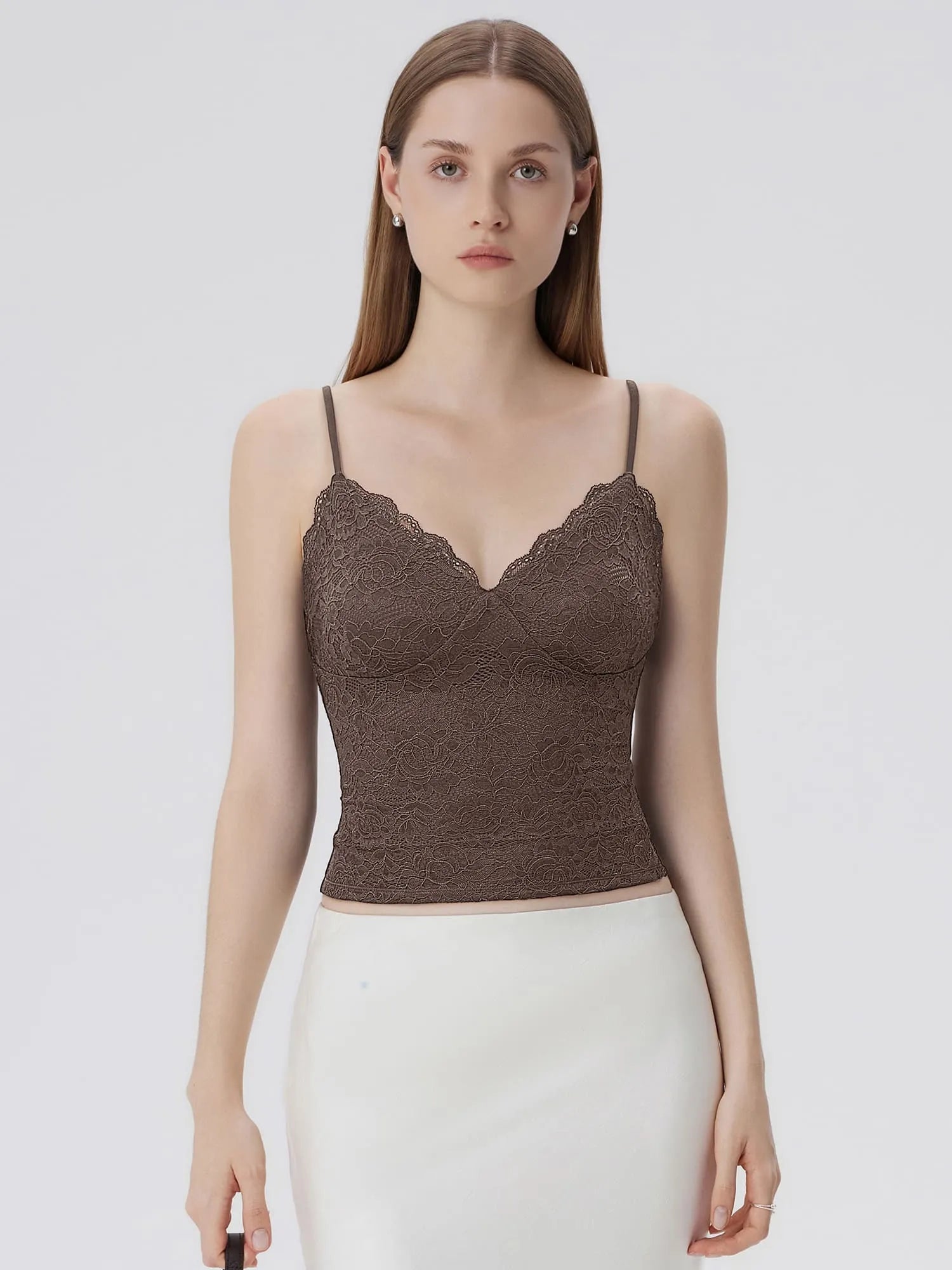 Lace Lined V Neck Y2k Tank Top