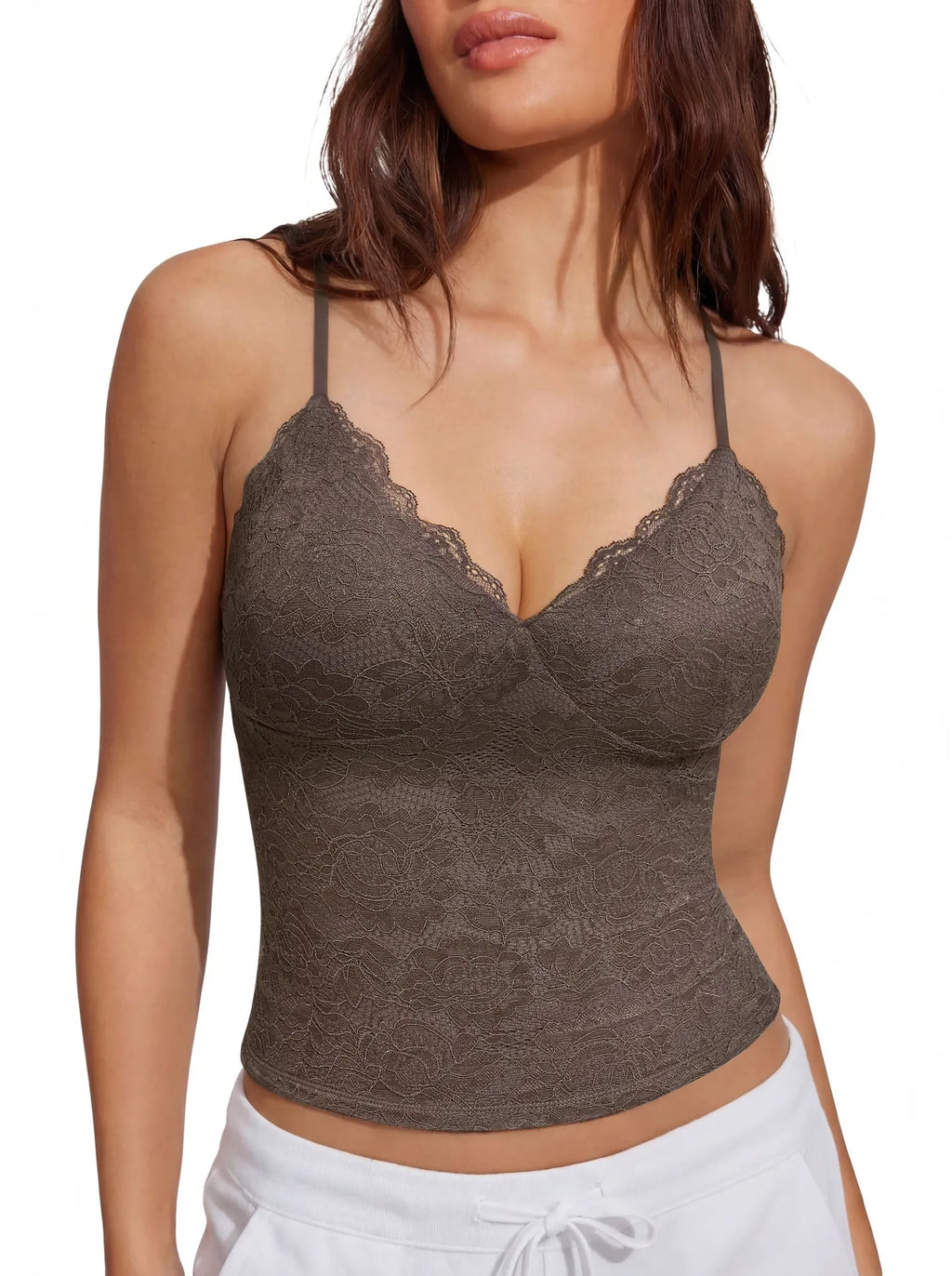 Lace Lined V Neck Y2k Tank Top