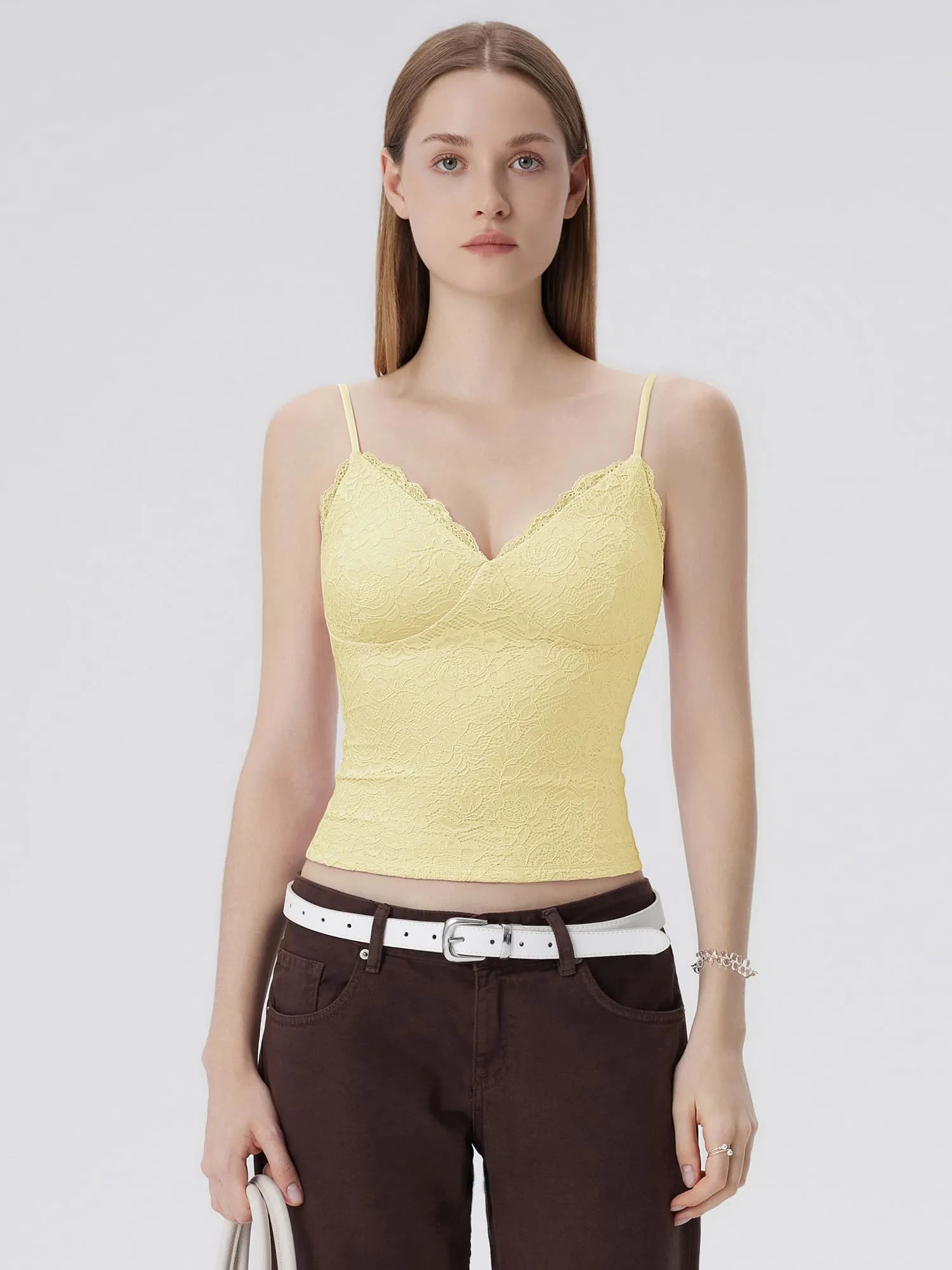 Lace Lined V Neck Y2k Tank Top