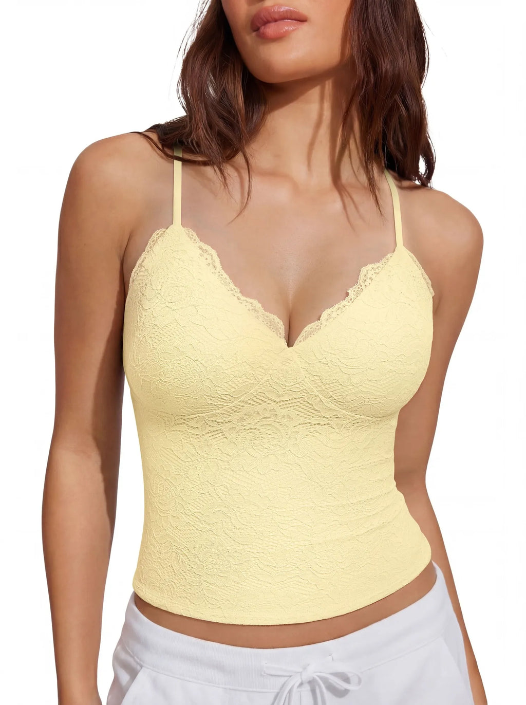 Lace Lined V Neck Y2k Tank Top