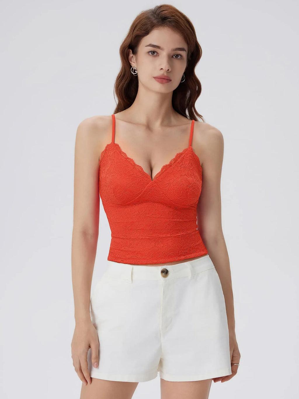Lace Lined V Neck Y2k Tank Top