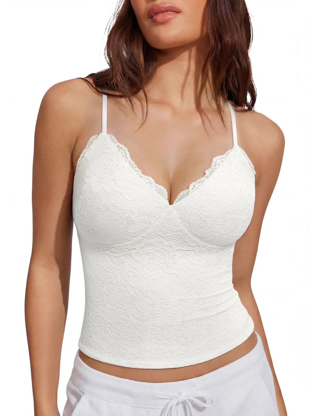 Lace Lined V Neck Y2k Tank Top