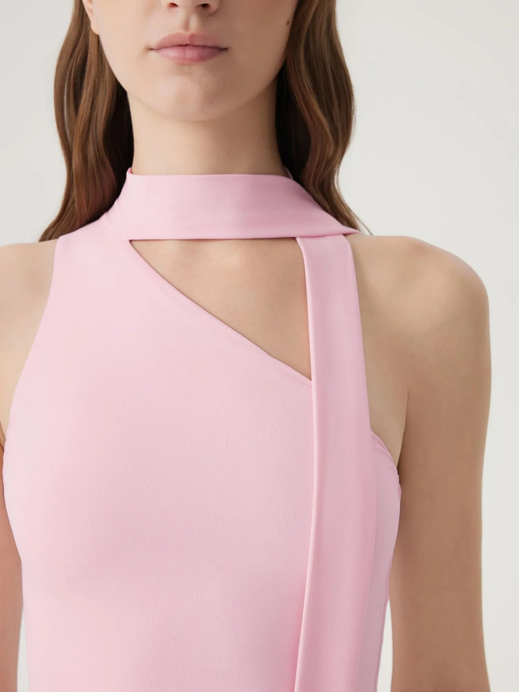 Off Shoulder Halter High Neck Tank Tops with Scarf