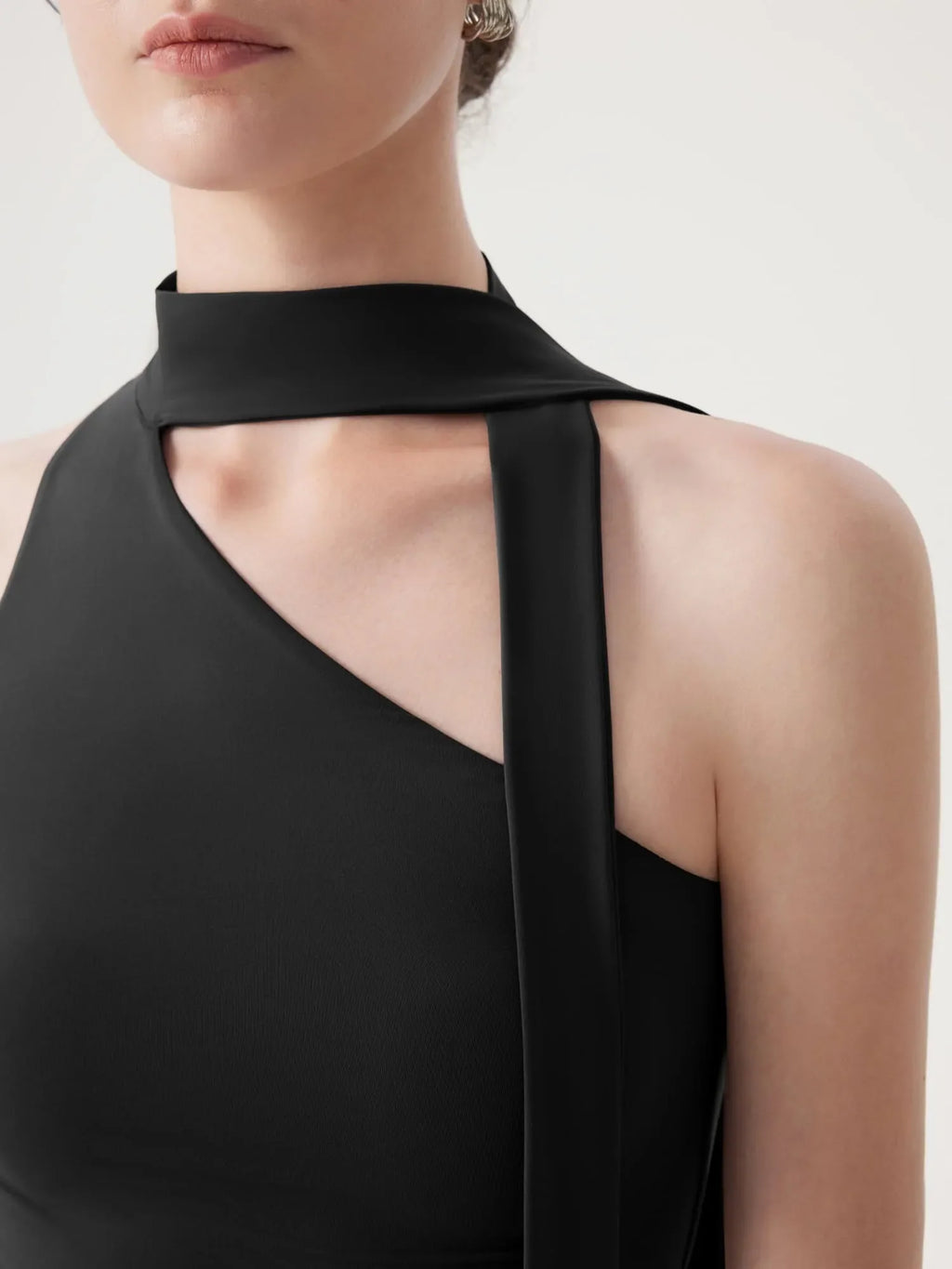 Off Shoulder Halter High Neck Tank Tops with Scarf