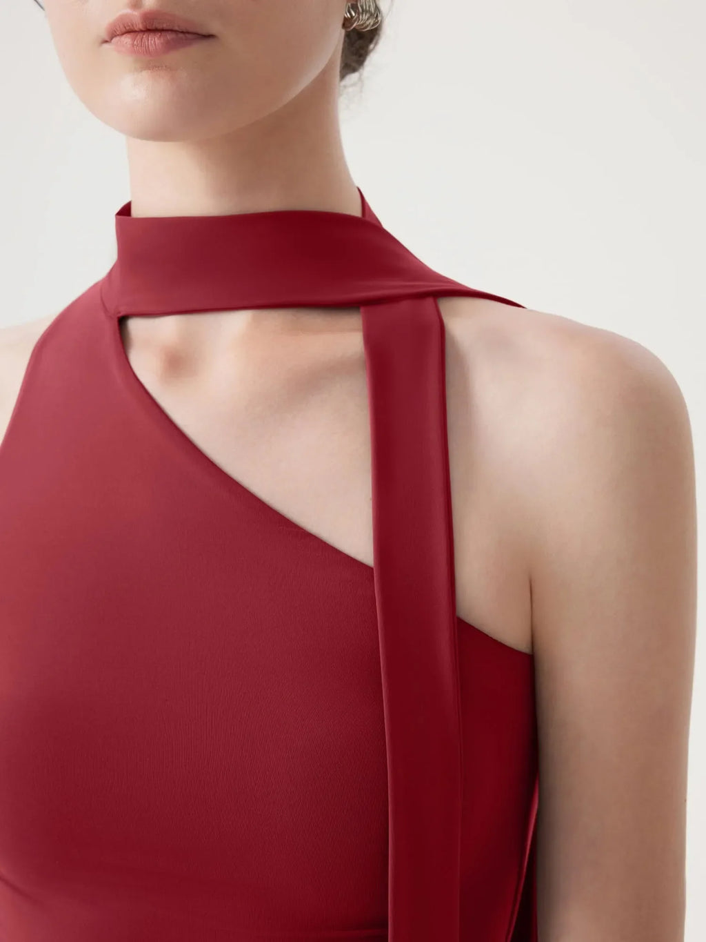 Off Shoulder Halter High Neck Tank Tops with Scarf