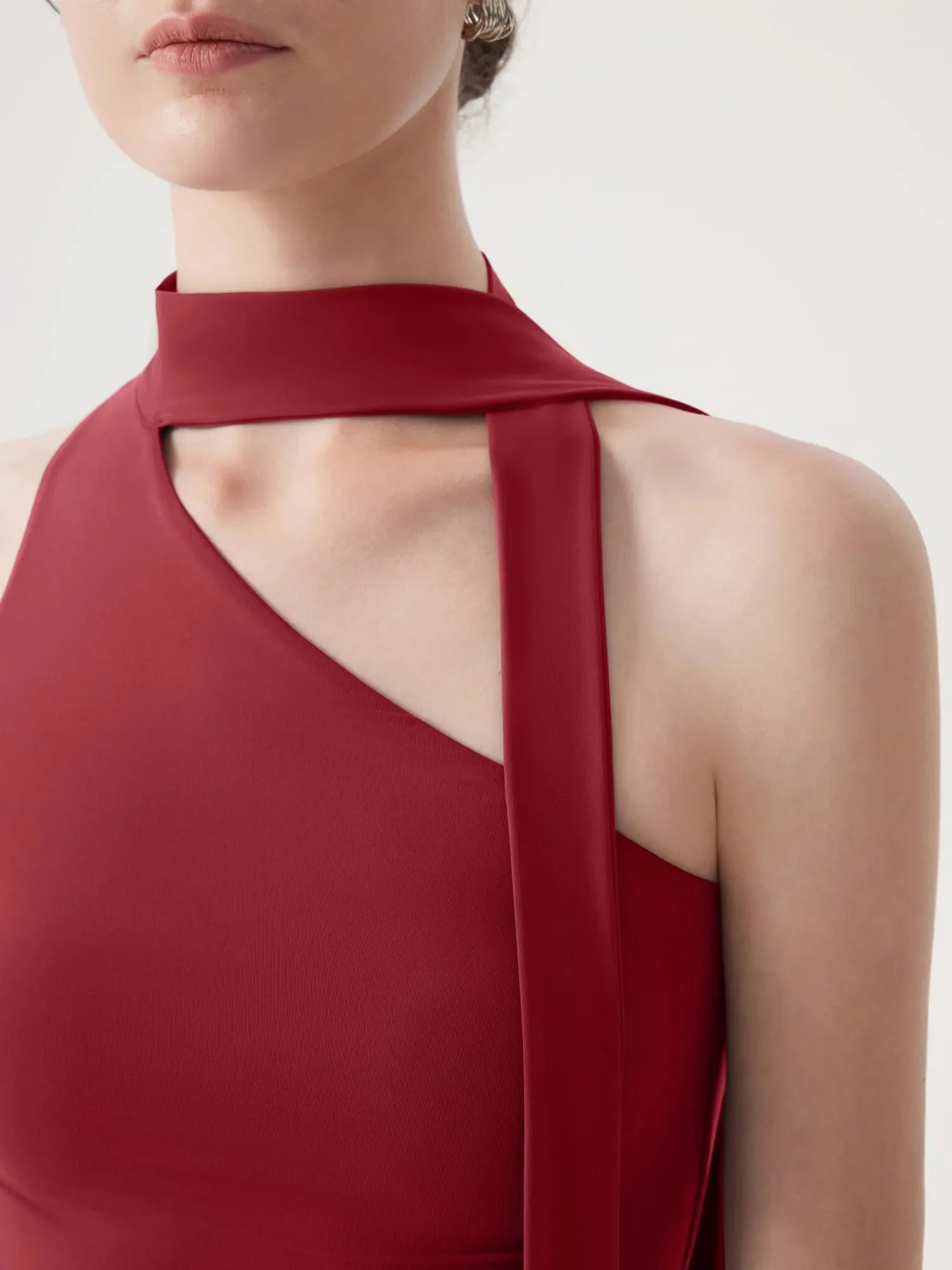 Off Shoulder Halter High Neck Tank Tops with Scarf