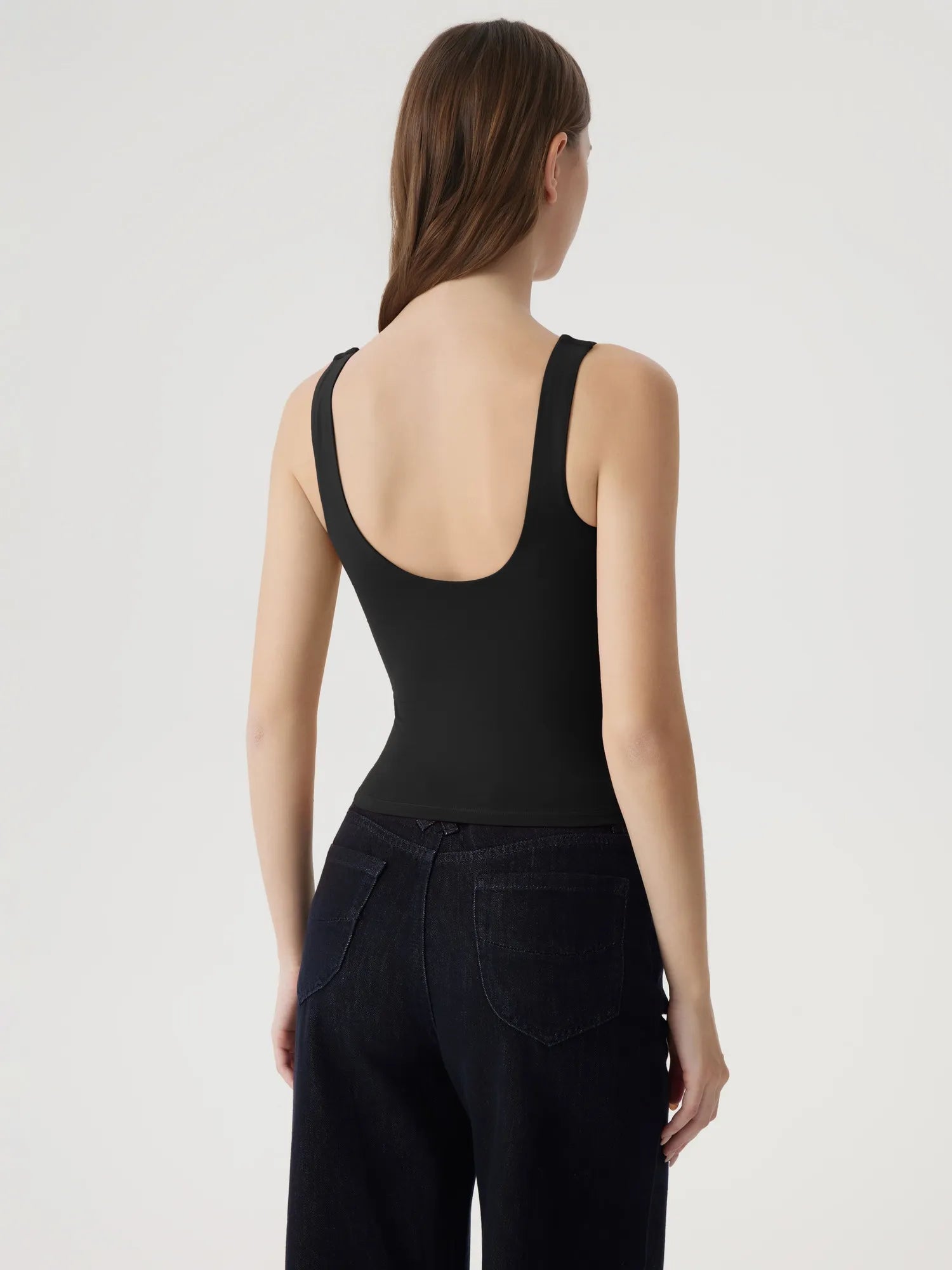 Square Neck Double Lined Backless Tank Top