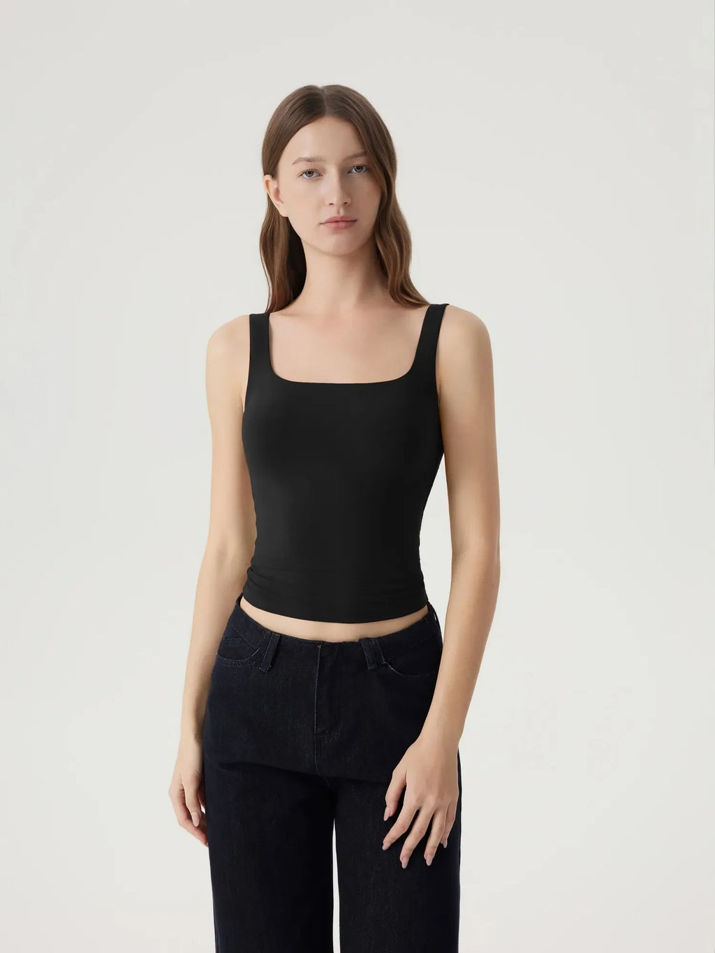 Square Neck Double Lined Backless Tank Top