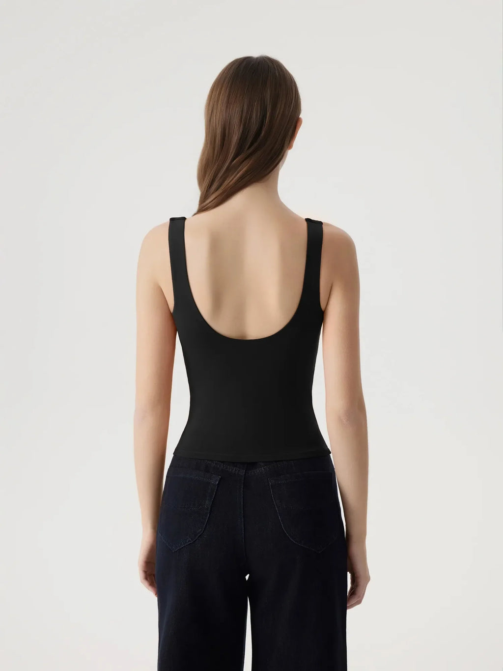 Square Neck Double Lined Backless Tank Top