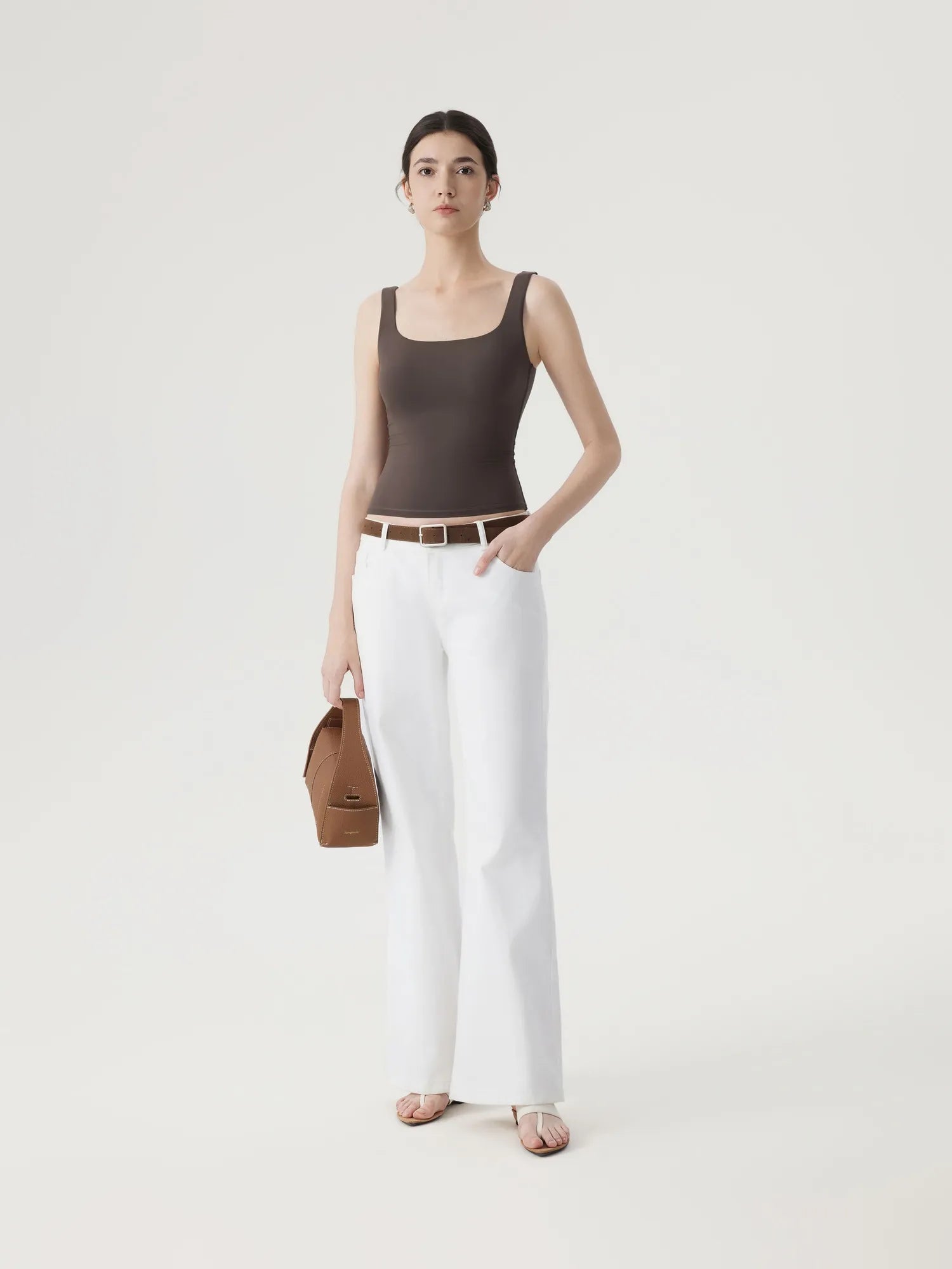 Square Neck Double Lined Backless Tank Top