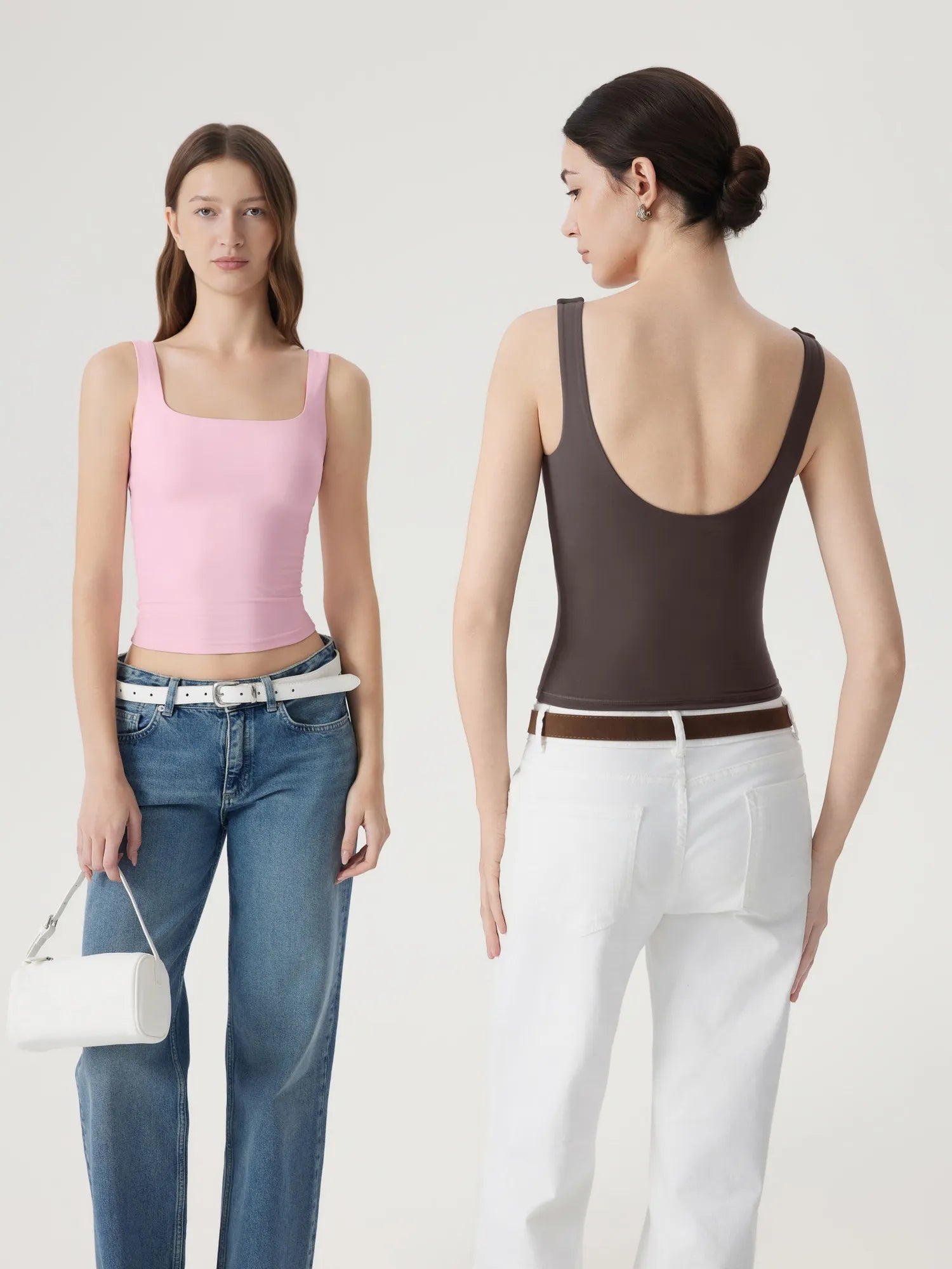 Square Neck Double Lined Backless Tank Top