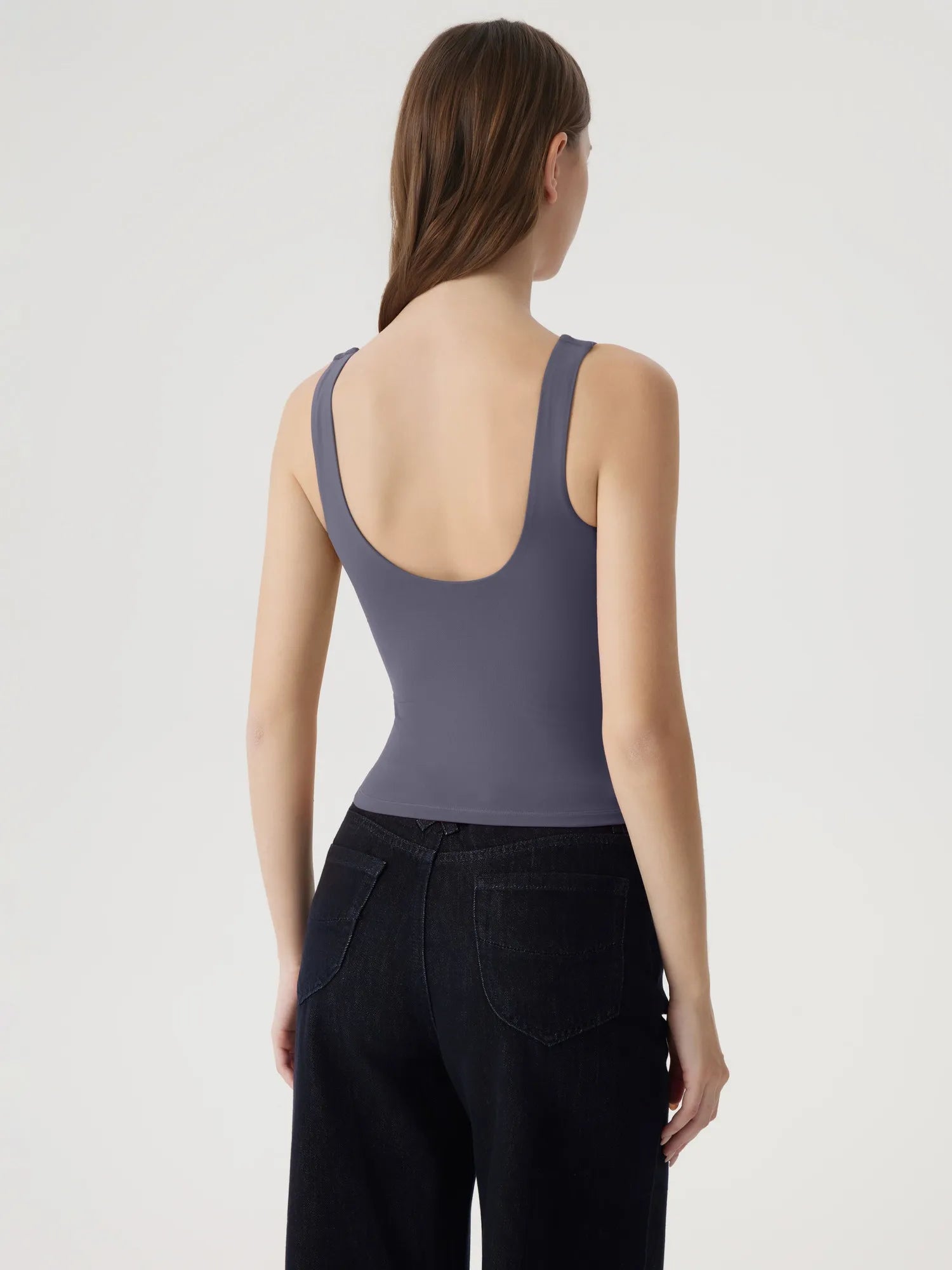 Square Neck Double Lined Backless Tank Top
