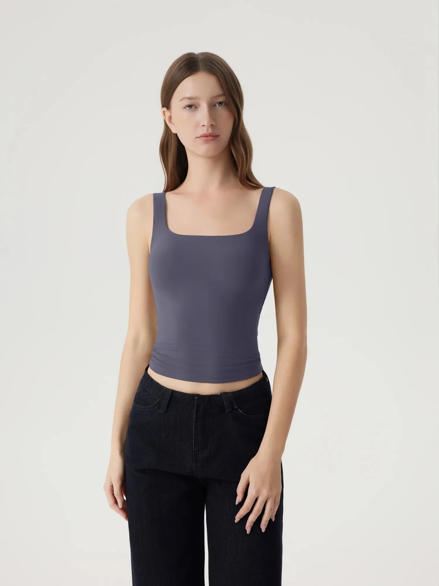 Square Neck Double Lined Backless Tank Top