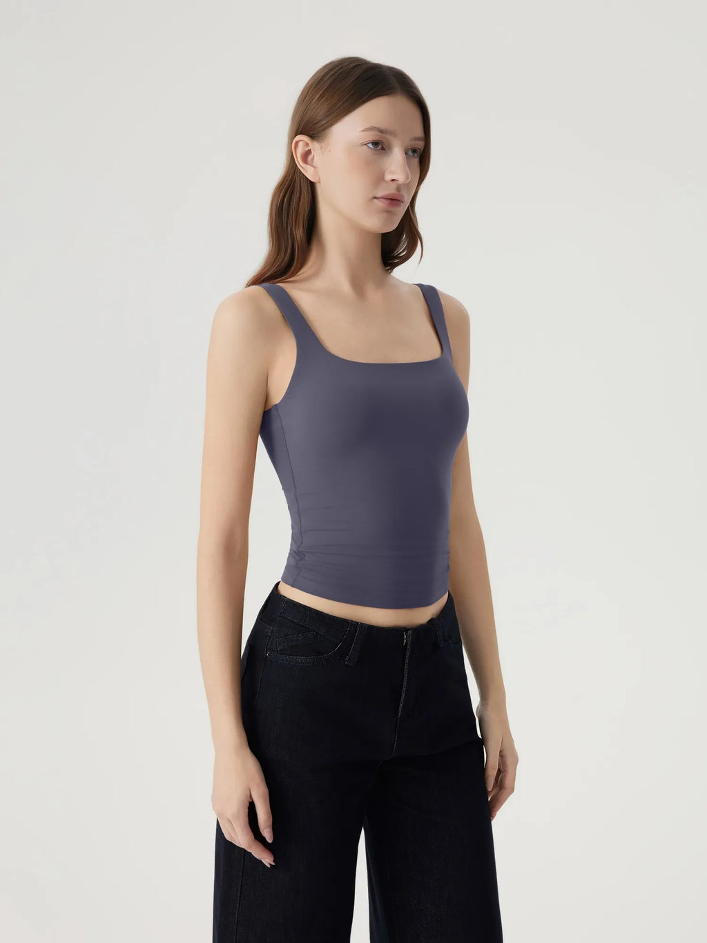 Square Neck Double Lined Backless Tank Top