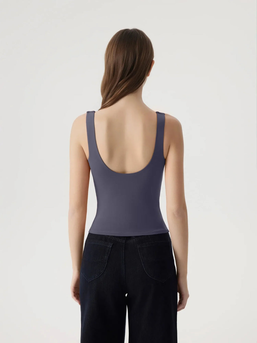 Square Neck Double Lined Backless Tank Top