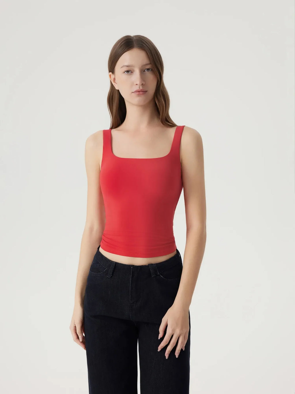 Square Neck Double Lined Backless Tank Top