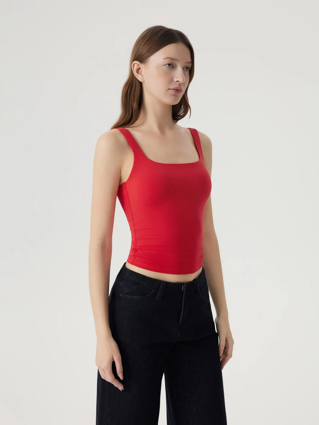 Square Neck Double Lined Backless Tank Top