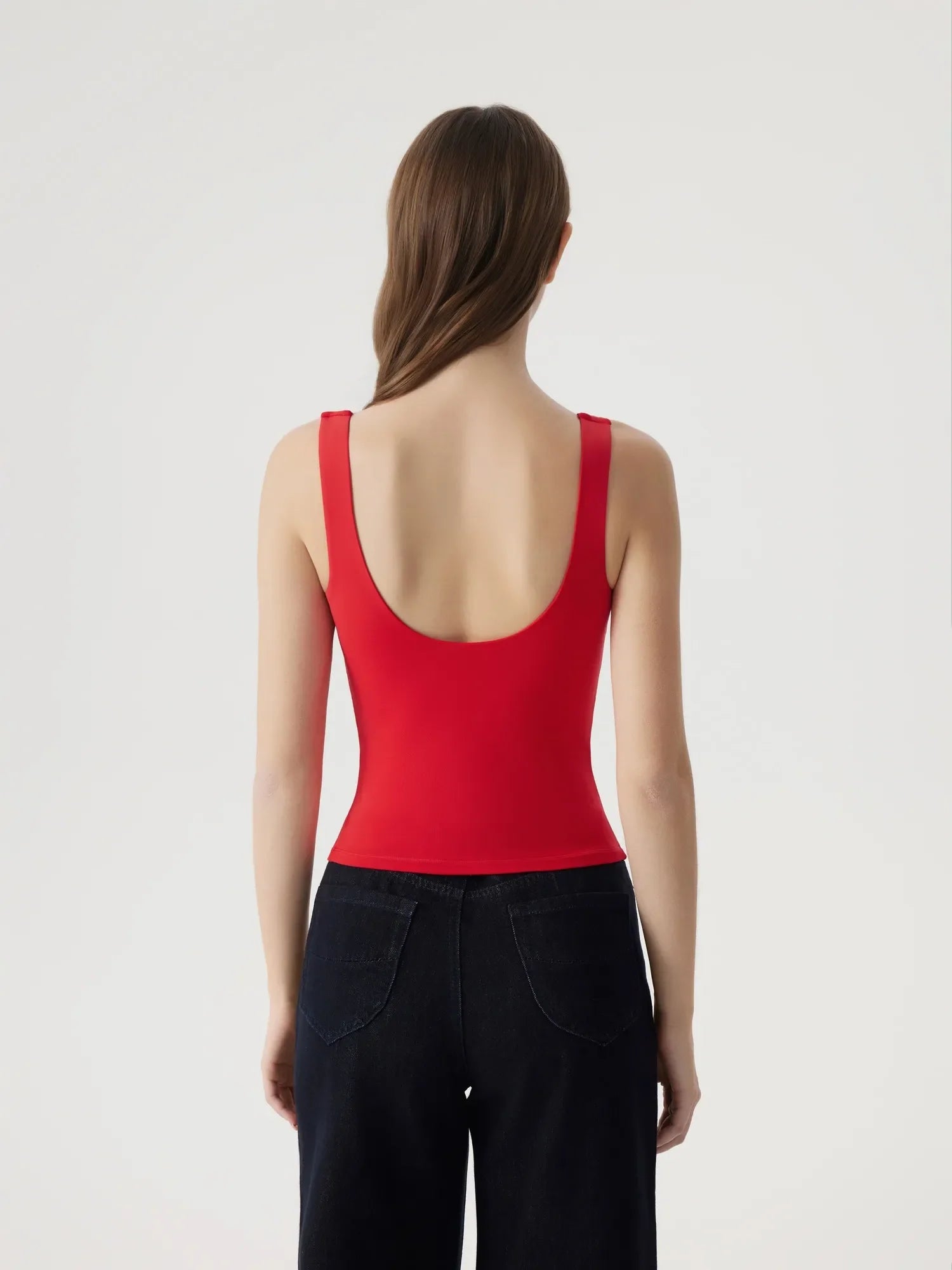 Square Neck Double Lined Backless Tank Top