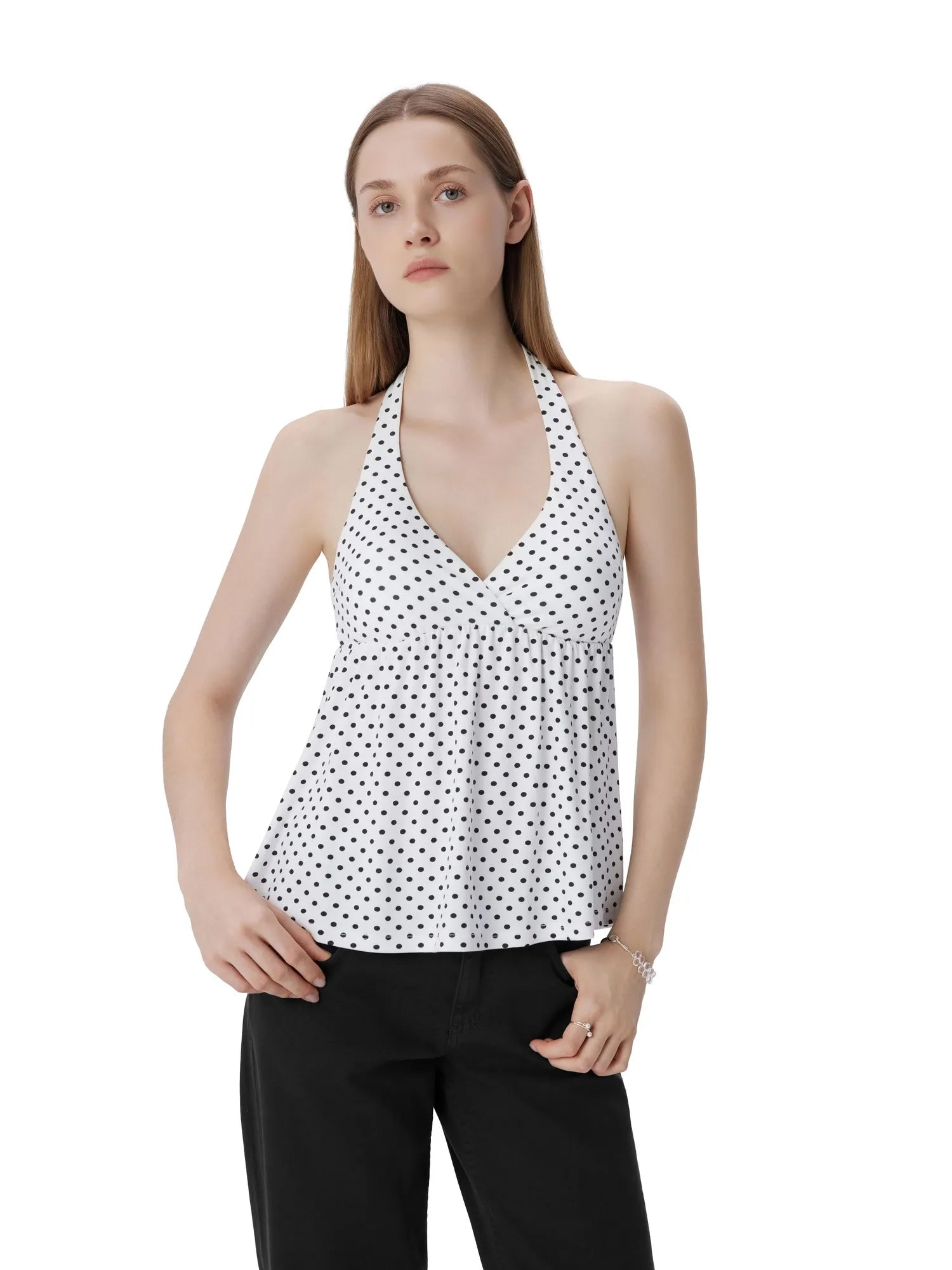 Babydoll Halter Peplum Backless Tank Tops