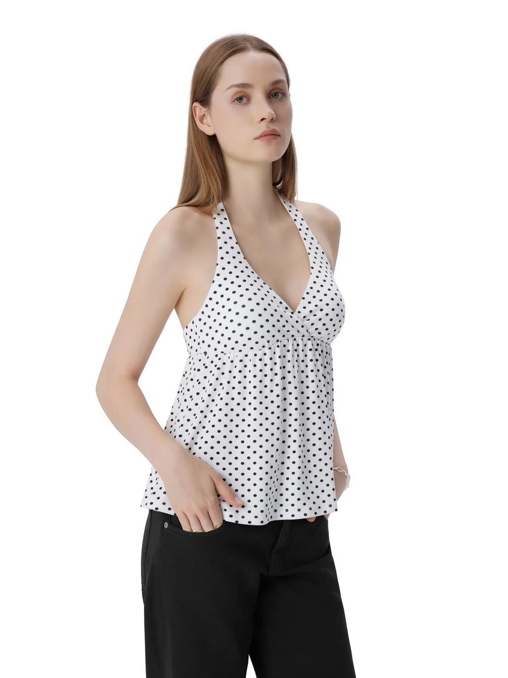 Babydoll Halter Peplum Backless Tank Tops