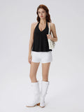 Babydoll Halter Peplum Backless Tank Tops