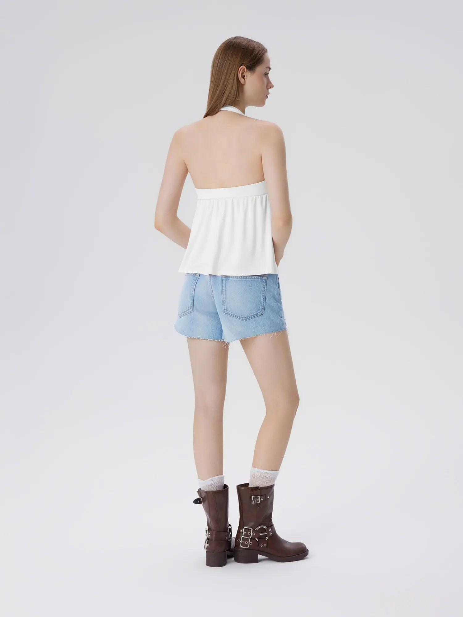 Babydoll Halter Peplum Backless Tank Tops