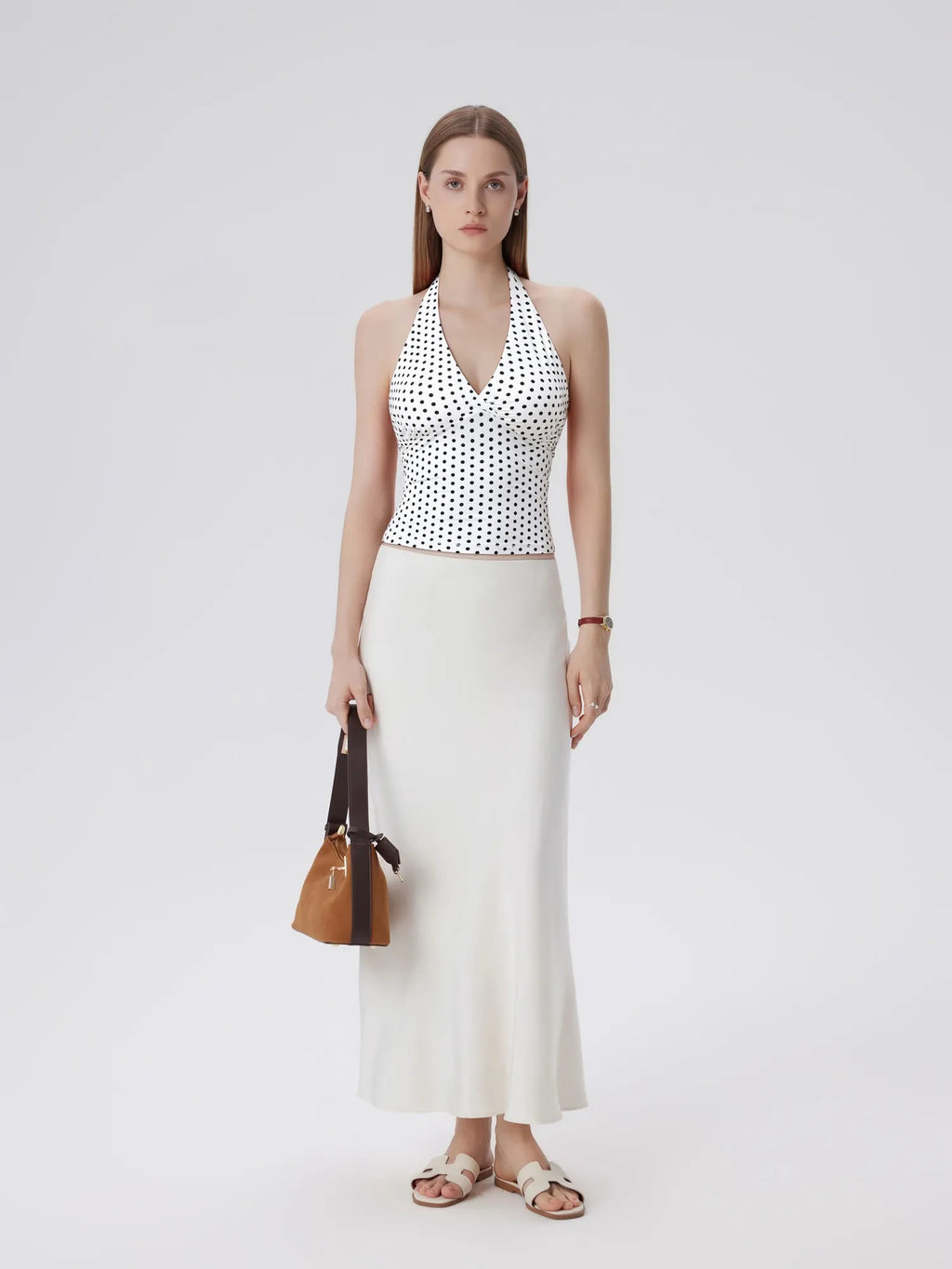 Double Lined V Neck Halter Backless Tank Tops