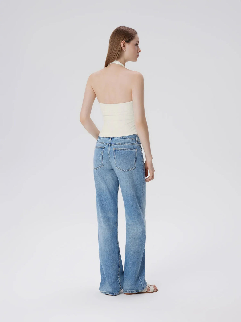 Double Lined V Neck Halter Backless Tank Tops