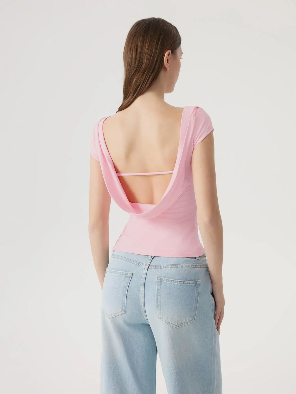 Boat Neck Cowl Backless Tops