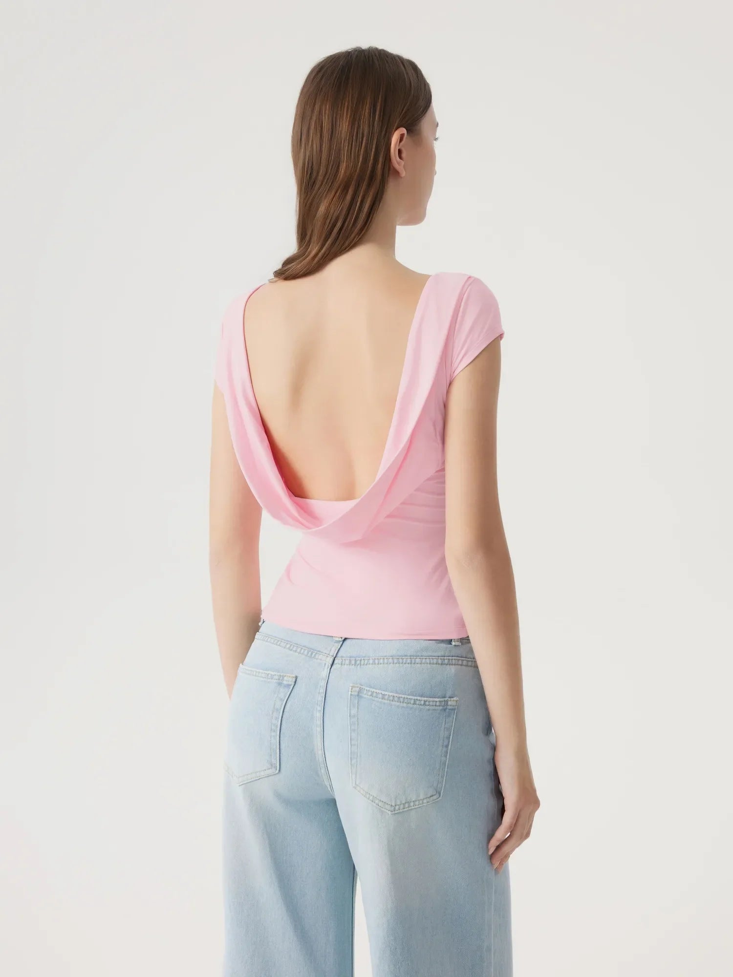Boat Neck Cowl Backless Tops