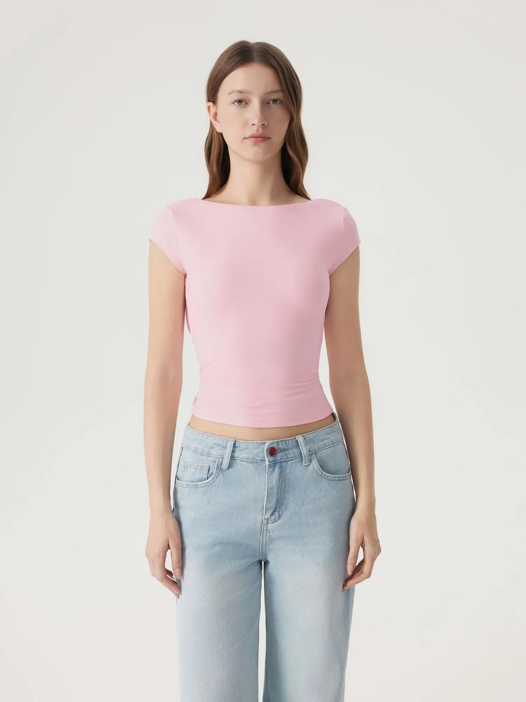 Boat Neck Cowl Backless Tops
