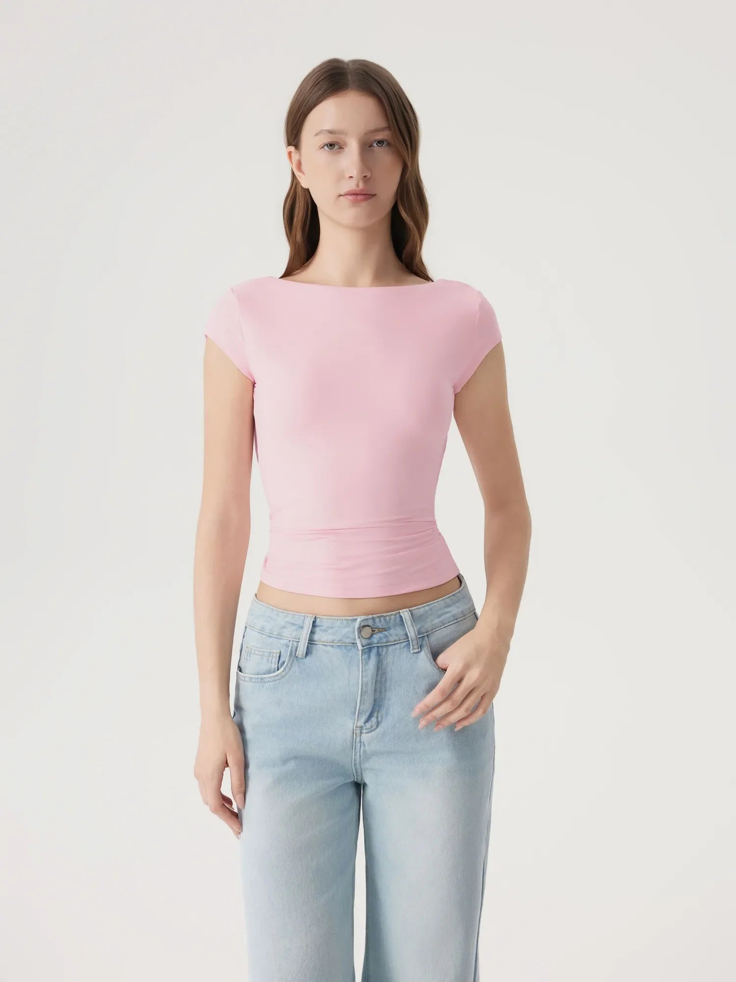 Boat Neck Cowl Backless Tops