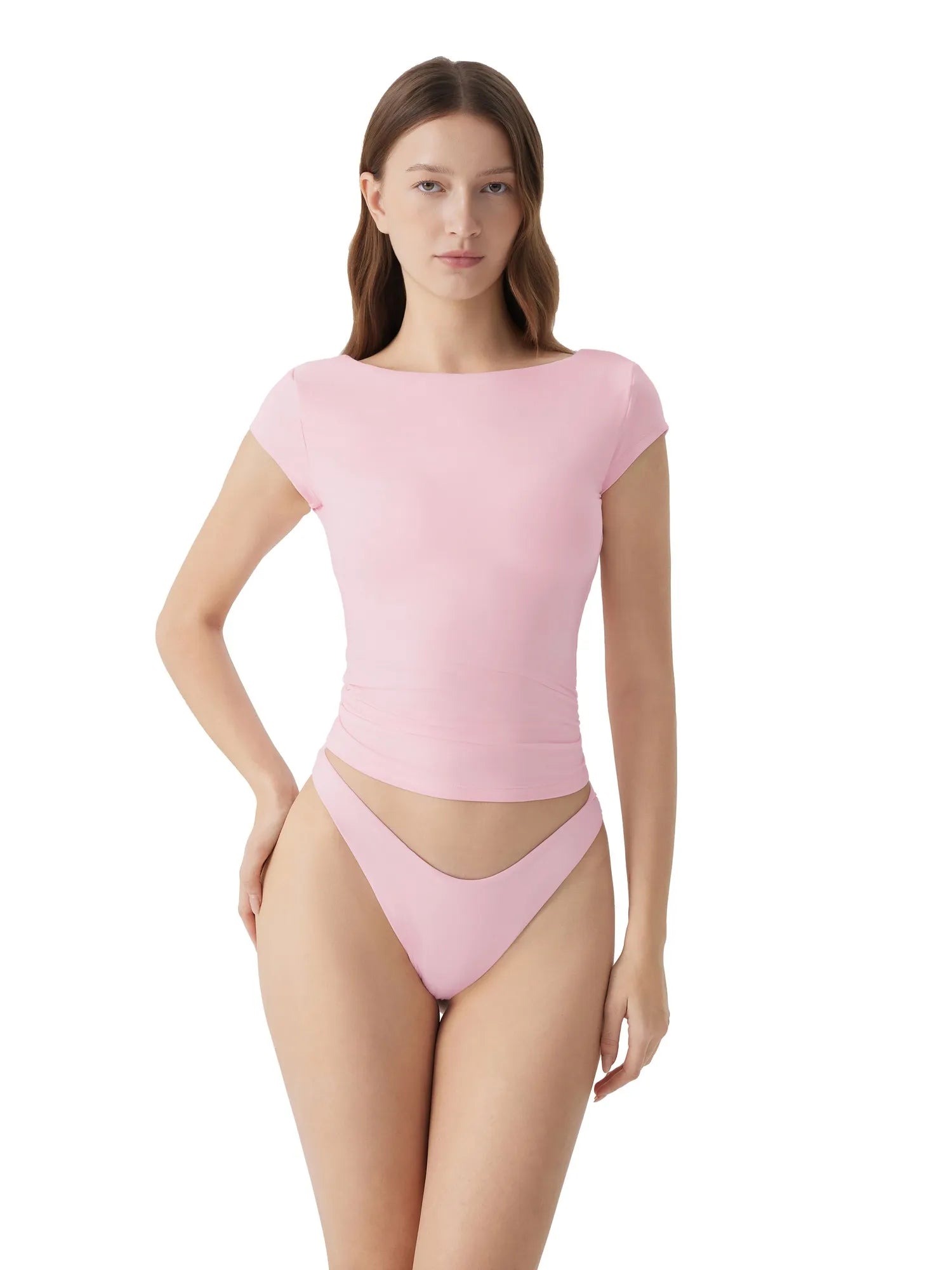 Boat Neck Cowl Backless Tops