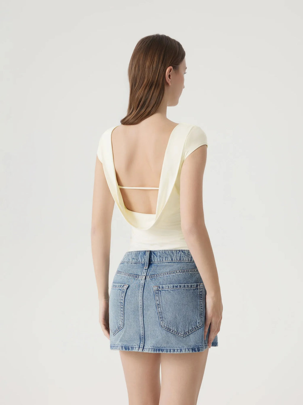 Boat Neck Cowl Backless Tops