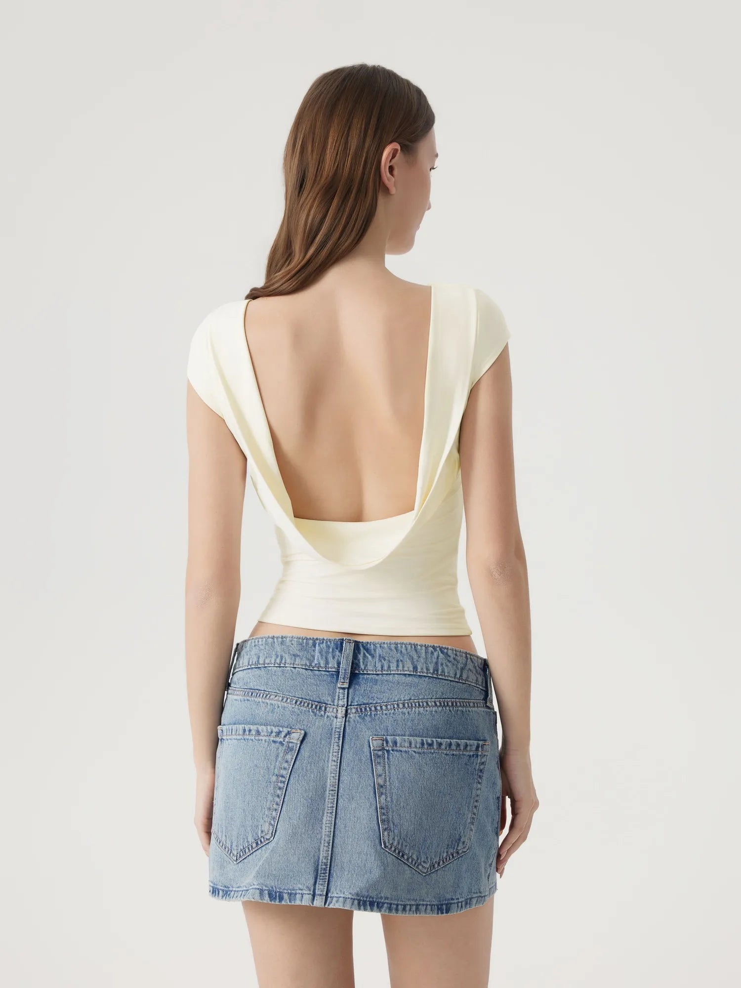 Boat Neck Cowl Backless Tops