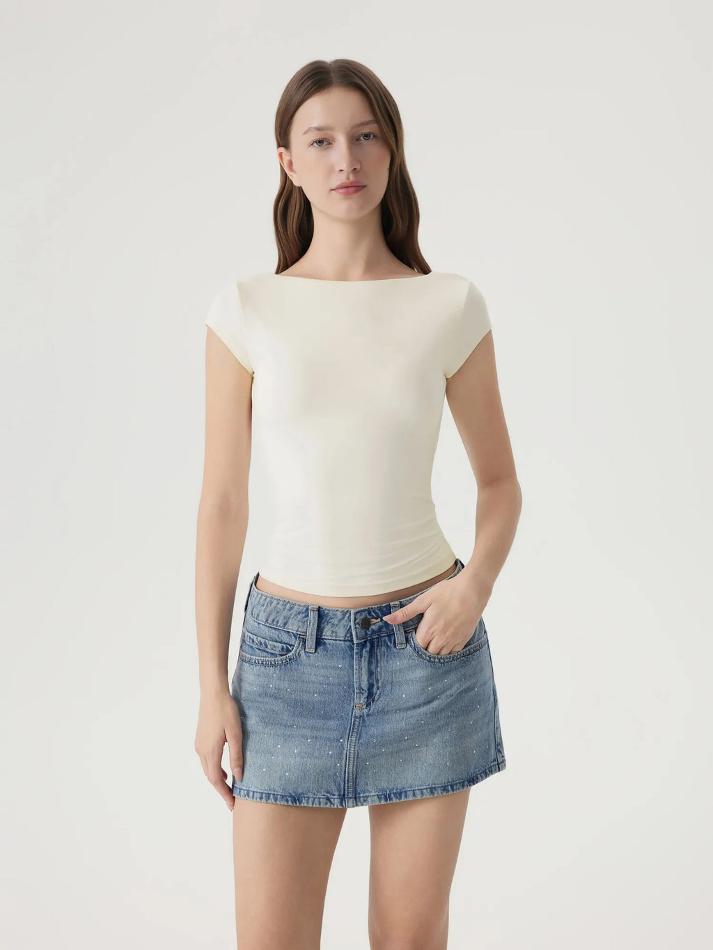 Boat Neck Cowl Backless Tops