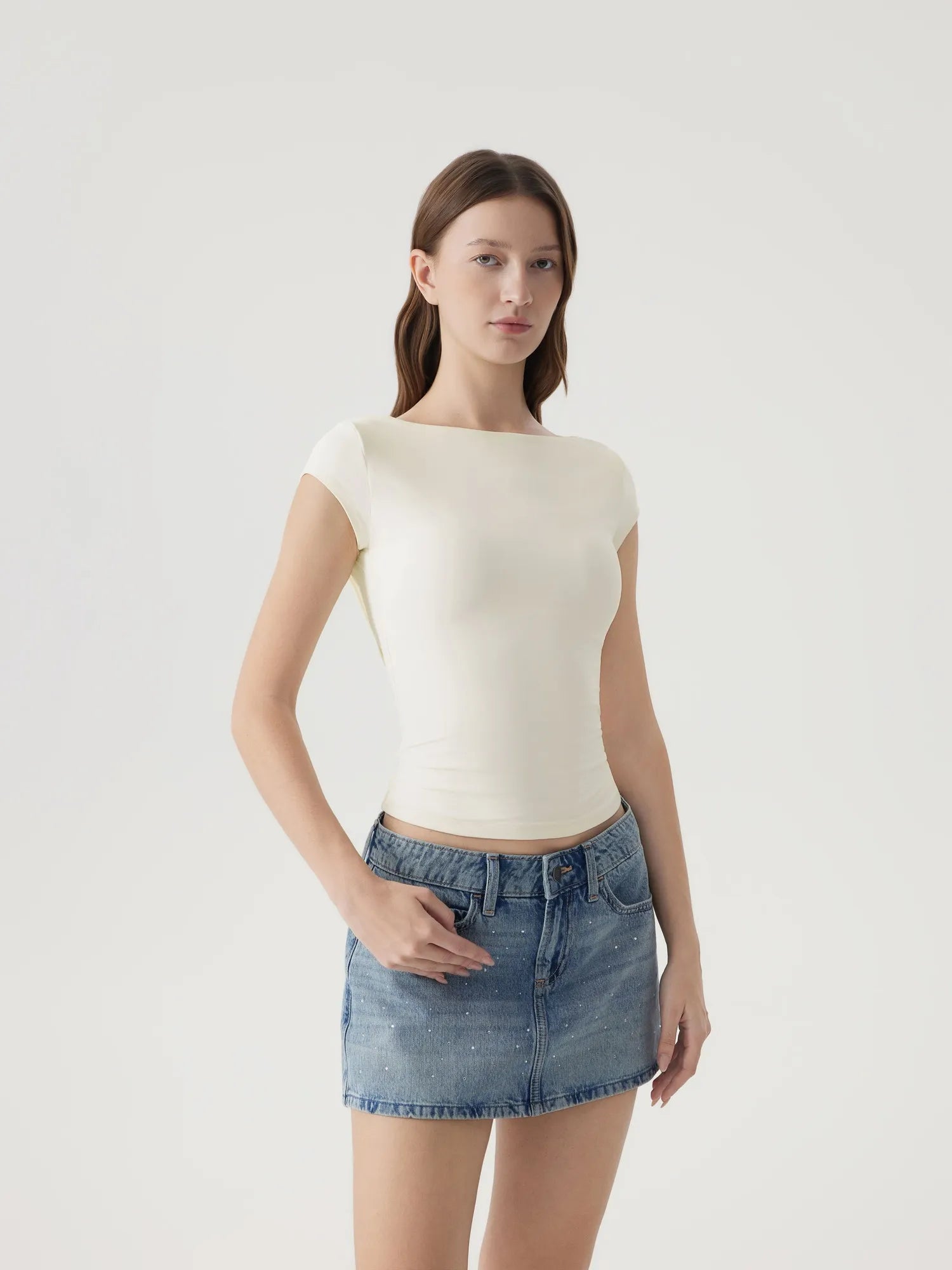 Boat Neck Cowl Backless Tops