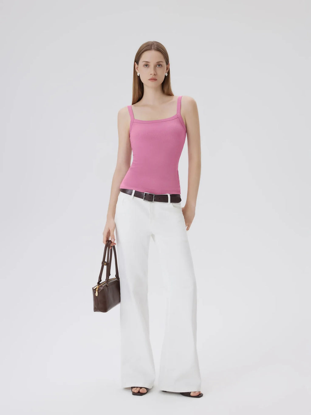 Cotton Rib Square Padded Tank Tops