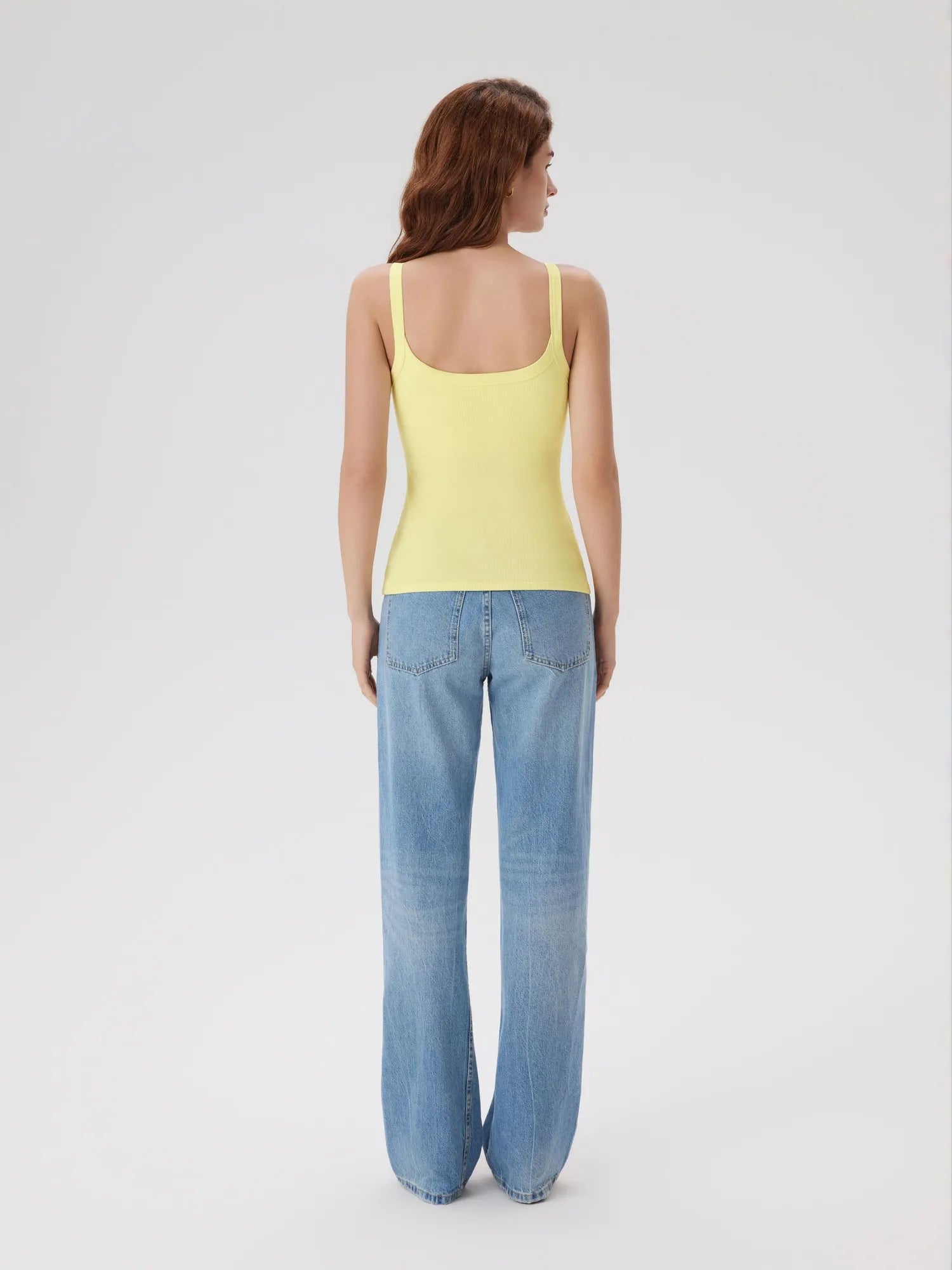 Cotton Rib Square Padded Tank Tops