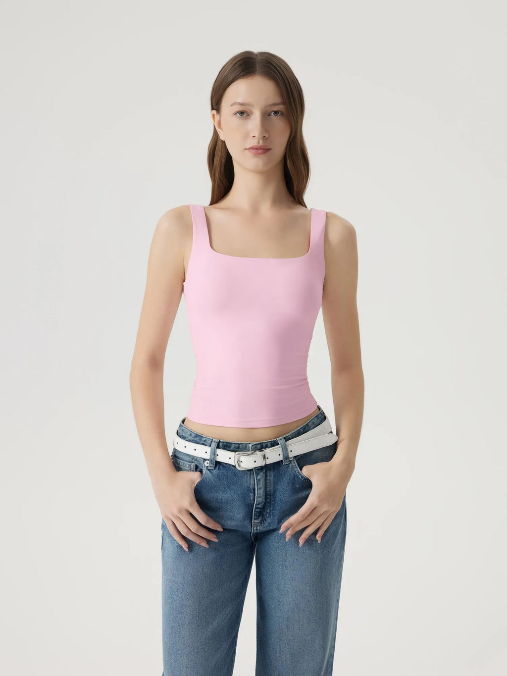 Square Neck Double Lined Backless Tank Top