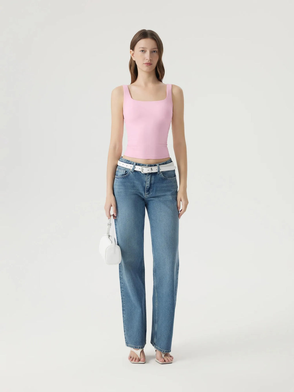 Square Neck Double Lined Backless Tank Top
