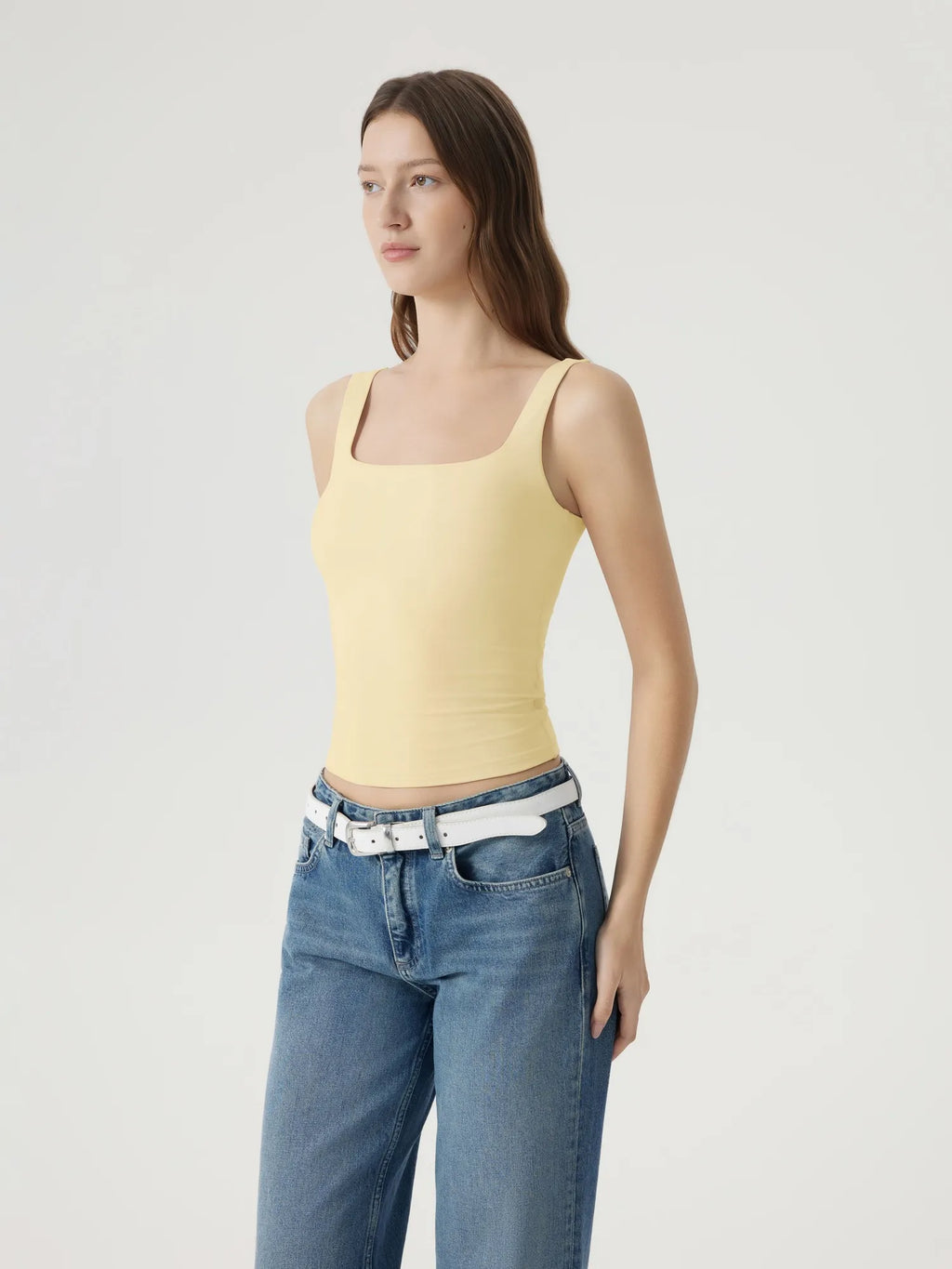 Square Neck Double Lined Backless Tank Top