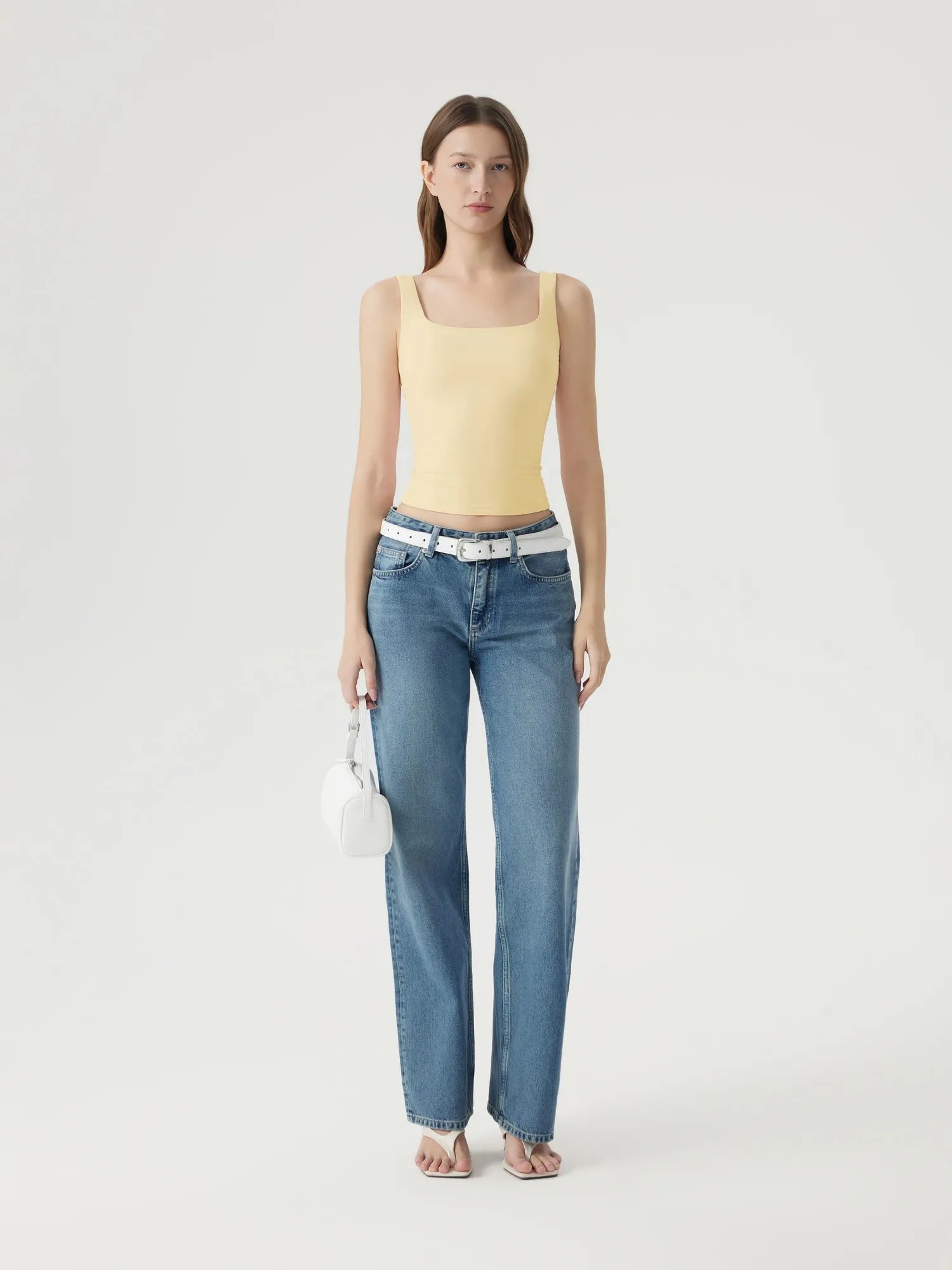 Square Neck Double Lined Backless Tank Top