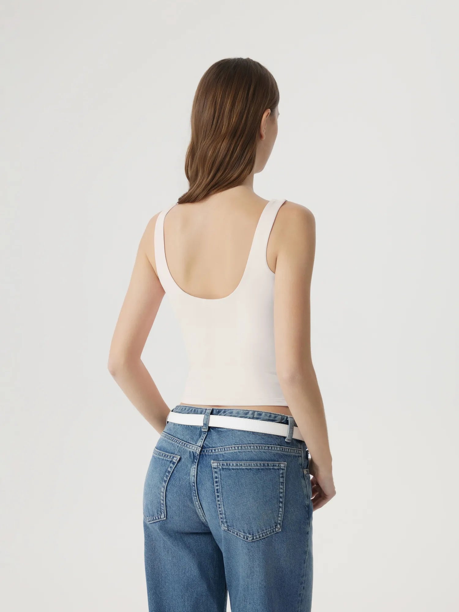 Square Neck Double Lined Backless Tank Top