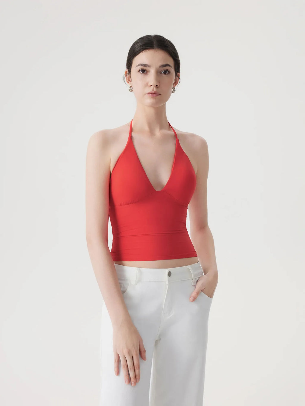 Halter V neck Tank Top