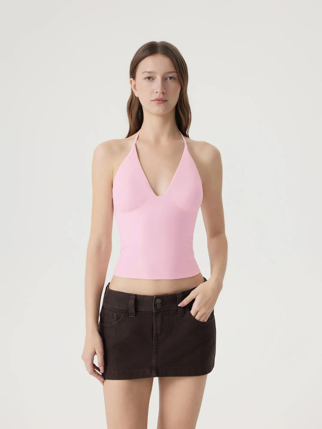 Halter V neck Tank Top