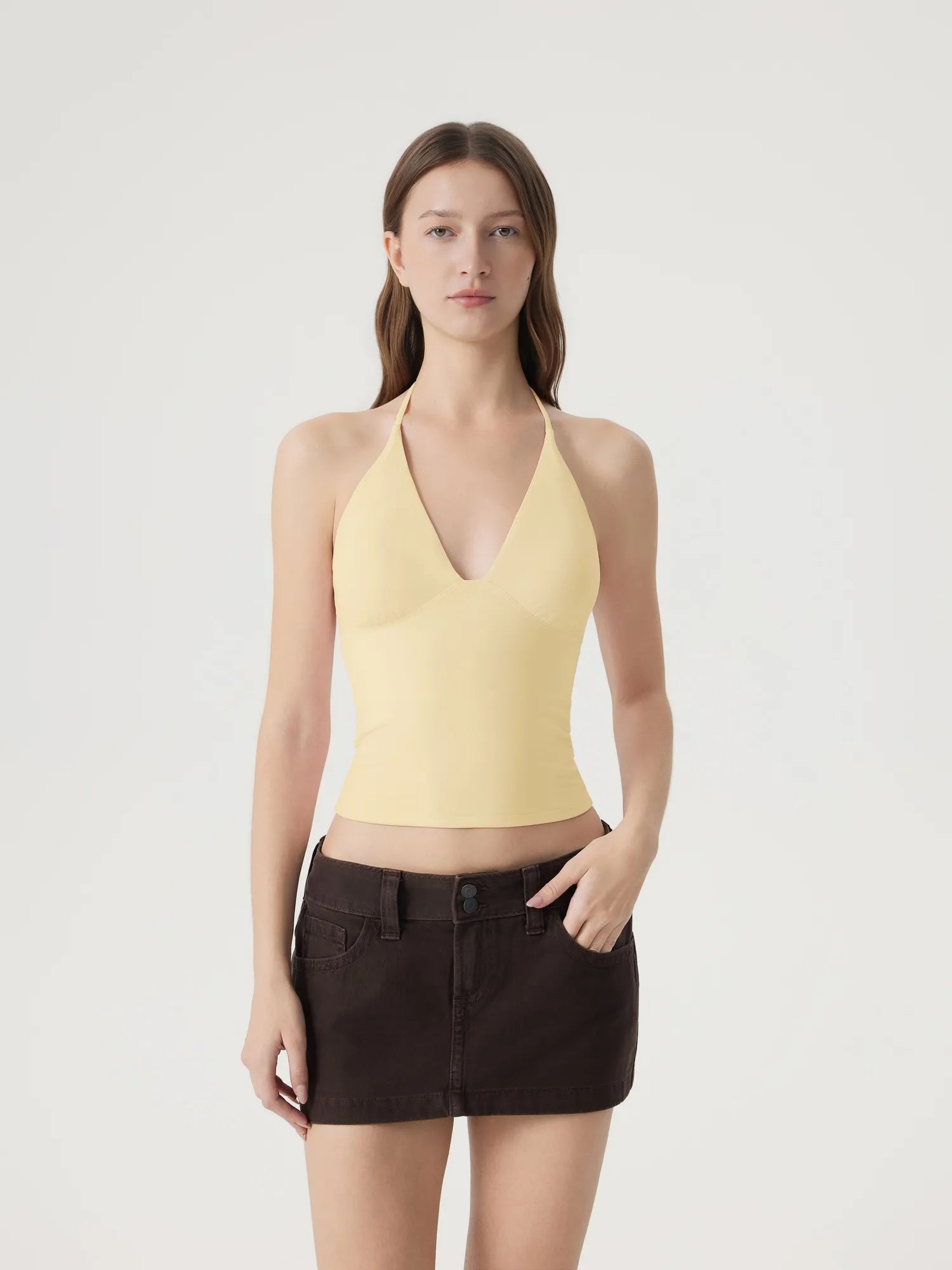 Halter V neck Tank Top
