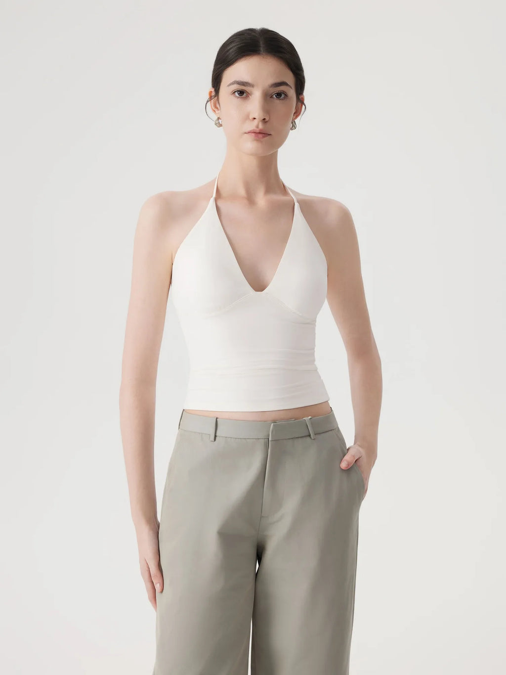 Halter V neck Tank Top