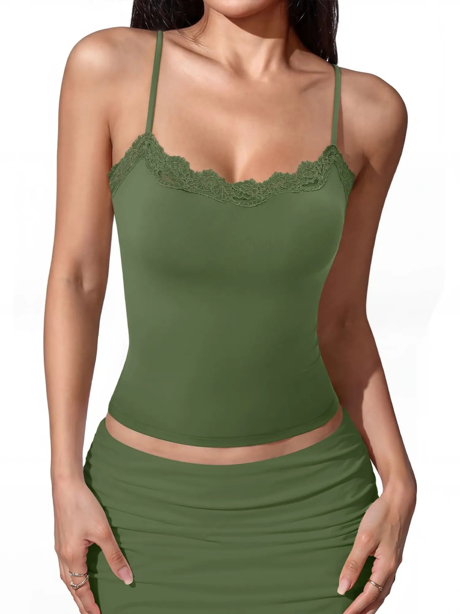 Double Lined Lace Cami Tank Top